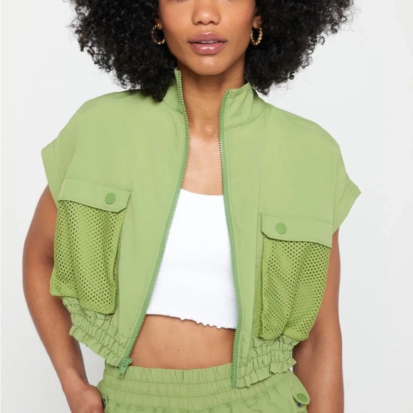 Spiritual Gangster Jackets & Blazers - Spiritual Gangster Bridgette Hybrid Zip Vest/Jacket & Shorts - Cactus Green L